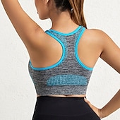 baratos Sutiã Esportivo-Mulheres Sustentação Leve Sutiã Esportivo Sutiã de corrida Costas Nadador Sem Aros Good Top Acolchoado Ginástica Esportes Relaxantes Corrida Respirável Leve Macio Azul Cinza Escuro Roxo Cor Sólida