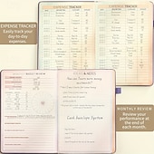 Χαμηλού Κόστους Notebooks &amp; Planners-σημειωματάριο προϋπολογισμού σχεδιασμού με παρακολούθηση εξόδων χωρίς ημερομηνία μηνιαίο οικονομικό διοργανωτή για παρακολούθηση χρεών και λογαριασμών 8,4 x 5,8 ίντσες κάλυμμα pu