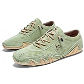 cheap Men&#039;s Sneakers-Men&#039;s Green Casual Faux Leather Sneakers with Unique Stitching and Lace-Up Design, Comfortable and Stylish for Everyday Wear