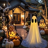 cheap Halloween Outdoor-Halloween Decorations Lighted Ghosts Outdoor Decoration Lights Yard Halloween Standing Ghost Lights Battery Operated Porch for Patio Spooky Atmosphere Decorations 1pc