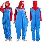 cheap Kigurumi Pajamas-Super Bros Kigurumi Pajamas Halloween Group Family Costumes Kid&#039;s Adults&#039; Unisex Funny Costume Party Home Wear Halloween Carnival Easy Carnival Costume