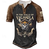 Χαμηλού Κόστους T-shirt Halloween-Ανδρικά Halloween Γραφική Νεκροκεφαλές Γράμμα Μπλουζάκι Πουκάμισο Henley Κοντομάνικα Κοντομάνικο 3D εκτύπωση Υψηλής Ποιότητας Βασικό Κλασσικό ΕΞΩΤΕΡΙΚΟΥ ΧΩΡΟΥ Καθημερινά Αθλητικά Καλοκαίρι