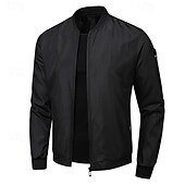preiswerte Herrenjacken &amp; Herrenmäntel-Herren Bomberjacke übergangsjacke Ausgehen Tasche Ganzjahres Einfach Lässig Stehkragen Regulär Schwarz Blau Armeegrün Grau Jacken