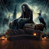 Halloween Decorations Hanging Tapestry Witches Castle Wall Art Large Tapestry Mural Decor Photograph Backdrop Blanket Curtain Home Bedroom Living Room Decoration 17