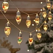 economico Luci di Natale-luci a forma di omino di pan di zenzero luci a forma di fata di Natale, luci a forma di lampadina per albero di Natale 1,5 m 10 led alimentati a batteria luci decorative per feste di Natale