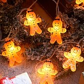economico Luci di Natale-luci a forma di omino di pan di zenzero luci a forma di fata di Natale, luci a forma di lampadina per albero di Natale 1,5 m 10 led alimentati a batteria luci decorative per feste di Natale