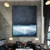 preiswerte Pop-Ölgemälde-großes handgemaltes 3D-Ölgemälde auf blauer Leinwand, handgefertigtes abstraktes Gemälde, handgefertigtes Wandkunstgemälde, leichtes Luxus-Ölgemälde für Wohnzimmer, Schlafzimmer, Wanddekoration