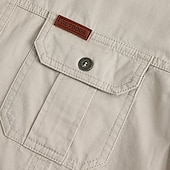 cheap Men&#039;s Work Shirts-Men&#039;s Shirt Workwear Shirts Casual Shirt Work Shirt Button Up Shirt Cargo Shirt Black khaki Army Green Beige Gray Long Sleeve Plain Lapel Vacation Hawaiian Front Pocket Clothing Apparel 100% Cotton