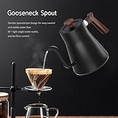 abordables Électroménager-bouilloire électrique à col de cygne chaudière à eau rapide contrôle de la température intérieure en acier inoxydable écran LCD arrêt automatique bouilloire à café et à thé de 0,9 l
