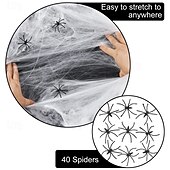 billige Halloween utendørsdekor-300 g halloween-dekorasjoner kunstig edderkoppnett stretchy spindelvev skummel fest halloween-dekorasjon for rekvisitter for bar hjemsøkt hus