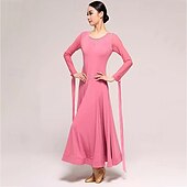 voordelige Ballroom danskleding-Ballroomdansen Kleding Gesplitst Kristallen / Bergkristallen Dames Prestatie Opleiding Lange mouw Kristal Katoen Netstof