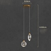 abordables Éclairages pour îlot-Suspension LED blanc chaud 20 cm 2 lumières industrielles en verre transparent cristal moderne cuisine loft suspension lustre vintage pour îlot de cuisine 110-240 V