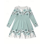cheap 3D Flower Dress-Easter Girls' 3D Floral Graphic Dress Long Sleeve Summer Spring Vacation Daily Holiday Princess Beautiful Sweet Kids 4-12 Years Casual Dress A Line Dress Knee-length Regular Fit