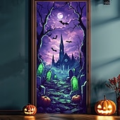 cheap Door Covers-Door Decorations Door Covers Purple Graveyard Door Tapestry Door Curtain Decoration Backdrop Door Banner for Front Door Farmhouse Holiday Party Indoor Outdoor Decor Supplies