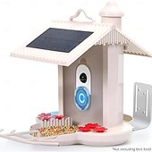 זול מצלמות רשת IP חיצוניות-wifi סולארי מזין ציפורים חכם עם מצלמת 1080p טכנולוגיית ראיית לילה חדשה ai זיהוי תנועה של מיני ציפורים התראה בזמן אמת עם חיבור לאפליקציה