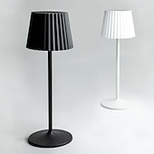abordables Lampes de table-Lampe de table sans fil Protection des yeux Abat-jour plissé à gradation tactile en aluminium Lampe de table LED tricolore antidérapante rechargeable avec câble de chargement USB pour salle à manger