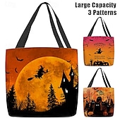 levne Tašky-dámská kabelka s tématem halloween s designem čarodějnice a úplňku - ideální pro halloween a každodenní použití