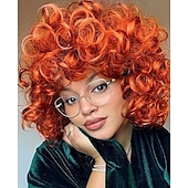 voordelige Topkwaliteit pruiken-koningsdag pruiken krullende pruiken voor zwarte vrouwen korte krullende pruik met pony groot los schattig kinky krullend haar synthetische zachte pruiken voor dagelijks feest cosplay