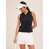 cheap Women&#039;s Shirt-Polo Shirt for Tennis Black Sleeveless Shirt Ladies Golf Attire Clothes Outfits Wear Apparel