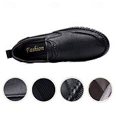 preiswerte Slipper Schuhe-Herren Loafer &amp; Slip On Komfort Schuhe Handnähen Brautkleider schlicht Outdoor Täglich Mikrofaser Atmungsaktiv Halbschuhe Schwarz Braun Frühling