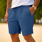 baratos Feriado-Homens Calção Shorts de verão Shorts de praia Com Cordão Cintura elástica Perna reta Tecido Conforto Respirável Curto Casual Diário Feriado Moda Estilo Clássico Branco Azul Marinha