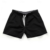 billige svømmeshorts for menn-Herre Surfeshorts Badeshorts Snorer Elastisk midje Elastisk snordesign Ensfarget Hurtigtørkende Sport Kort Daglig Ut på byen Strand Gatemote Fritid Svart Hvit Mikroelastisk