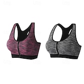 economico Reggiseni sportivi-Per donna Supporto leggero Reggiseni sportivi Reggiseno da corsa Cerniera Incrociato dietro Buon top Imbottito Fitness Attività ricreative Corsa Traspirante Leggero Morbido Blu Fucsia Verde Tinta