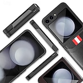 economico Cover Samsung-telefono Custodia Per Samsung Galaxy Z Flip 6 Z Flip 5 Copertura Posteriore con Proteggi Schermo Slot per Carte Resistente agli urti Retrò PC Pelle PU