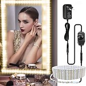 abordables Luces de tira de enchufe-Kit de luz LED para espejo de tocador, 2-5 metros, flexible, sin cortes, para tocador, espejo de tocador, vestidor, kit de tira flexible regulable con regulador de intensidad y fuente de alimentación,