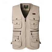 cheap Men's Fishing Vest-Men's Fishing Vest Hiking Vest / Gilet Sleeveless Outerwear Jacket Travel Cargo Safari Vest Top Outdoor Windproof Multi-Pockets Quick Dry Lightweight Fall Spring Cotton Army Green Khaki Hunting