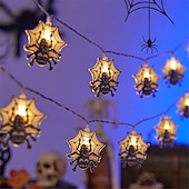 billige Halloween innendørs-1,5m 10led halloween lanterne string spøkelse festival scene atmosfære dekorasjon lanterne string edderkoppnett flaggermus gresskar død gud festival dekorative lanterner 1stk
