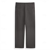 お買い得  休日-男性用 リネンパンツ ズボン スーツ サマーパンツ ビーチパンツ フロントポケット まっすぐな足 平織り 履き心地よい 高通気性 全長 フォーマル ビジネス 祝日 ファッション ベーシック ブラック ホワイト 伸縮性なし