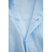 cheap Vacation-Men&#039;s Linen Shirt Summer Shirt Beach Wear Casual Shirt Button Up Shirt Plain Casual Daily Light Yellow White Pink Dark Navy Long Sleeve Spring &amp; Summer Clothing Apparel