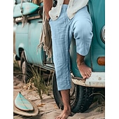 baratos Retrô-Homens Calção Shorts de verão Calças Capri Com Cordão Cintura elástica Tecido Conforto Respirável Comprimento da panturrilha Ao ar livre Diário Para Noite à moda Casual Cinzento Verde Preto