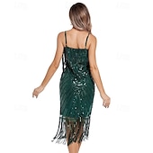 olcso Öltözetek-Retró Ordító 20-as évek 1920-as évek Flapper ruha Szerepjáték Jelmezek Felszerelések A nagy Gatsby Esküvői Vendég Flitter Rojt Női Karácsony Mindszentek napja Farsang Halloween Buli / Este Esküvői