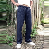 economico Vacanza-Per uomo Pantaloni di Lino Pantaloni Pantaloni Estivi Pantaloni da Spiaggia Coulisse Tasca Design con Coulisse Elastica Semplice Leggero Traspirante Lunghezza intera Yoga Palestra Moda Streetwear