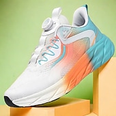 abordables Baskets-chaussures de course réglables pour hommes - baskets en maille respirante avec système de lacets à cadran moderne, design dégradé vibrant pour les modes de vie actifs