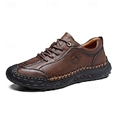 cheap Men&#039;s Sneakers-Men&#039;s Brown Faux Leather Casual Shoes with Handcrafted Stitching and Durable Rubber Sole for Outdoor Activities