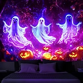 economico arazzi da parete di halloween-decorazioni di halloween arazzo con luce nera uv reattivo fosforescente festa fosforescente casa stregata psichedelico trippy nebbioso arazzo appeso arte murale per soggiorno camera da letto fantasma