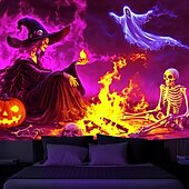 voordelige halloween wandtapijten-Halloween decoraties blacklight wandtapijt uv-reactief glow in the dark glow party spookhuis psychedelisch trippy mistig hangend wandtapijt muurschildering voor woonkamer slaapkamer heks pompoen