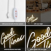 economico Luci decorative-insegna luminosa al neon good times, luce al neon a led alimentata tramite usb, luce bianca calda, insegna luminosa per la decorazione della parete della stanza, bar pub della caverna dell&#039;uomo,