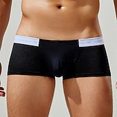 cheap Men&#039;s Boxers Underwear-Men&#039;s 1 PCS Boxers Underwear Boxer Shorts Patchwork Nylon Breathable Soft Comfortable Color Block Mid Rise Black White