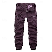 cheap Cargo Pants-Men&#039;s Cargo Pants Joggers Tactical Pants Trousers Buttons Multi Pocket Elastic Cuff Plain Wearable Outdoor Daily Camping &amp; Hiking Fashion Classic Black Wine