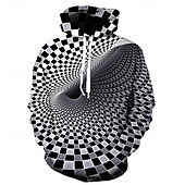 economico Felpe con cappuccio da uomo-Per uomo Pop art 3D Print Felpa con cappuccio Felpe Felpa Felpa con cappuccio Manica lunga Felpa con cappuccio Con cappuccio Originale Stampa 3D Giornaliero Per uscire Bianco e nero Nero/bianco