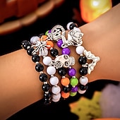 voordelige Armband-5 stuks Dames Armbanden met ketting en sluiting Kralenarmband Vintage armband kralen Schedel Dier Punk Vintage Modieus Gepersonaliseerde Stijlvol Muovi Armband sieraden Regenboog Voor Feest Halloween