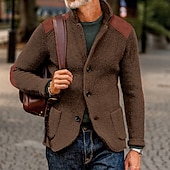 abordables suéter de la rebeca de los hombres-Hombre Pulóveres Chaqueta de Punto Vestido Suéter Chaqueta suéter Estriado Tejer Recortado De Punto Escote Chino Ropa Otoño Invierno Ejército verde Negro S M L