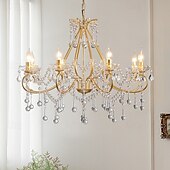 economico Lampadari-lampadario a led bianco caldo 6/8 luci 60cm/80cm lampadario di design unico in cristallo europeo di lusso francese retrò e12/e14 per camera da letto sala da pranzo 110-240v