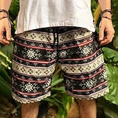 cheap Retro Vintage &amp; Ethic-Men&#039;s Geometric Pattern Swim Shorts Board Shorts Swimming Trunks Mid Waist Fashion Streetwear Designer Casual Daily Holiday Pocket Drawstring Elastic Waist Designer Clothing Apparel
