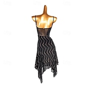 voordelige Latin danskleding-Latin Salsa Dance Kleding Uitgehold Gesplitst Dames Prestatie Opleiding Mouwloos Netstof