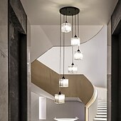 olcso Csillárok-csillár led kristály 6/9 fényű süllyesztett lámpák csigalépcső hosszú csillár villa lépcső könnyű duplex csillár 110-240v
